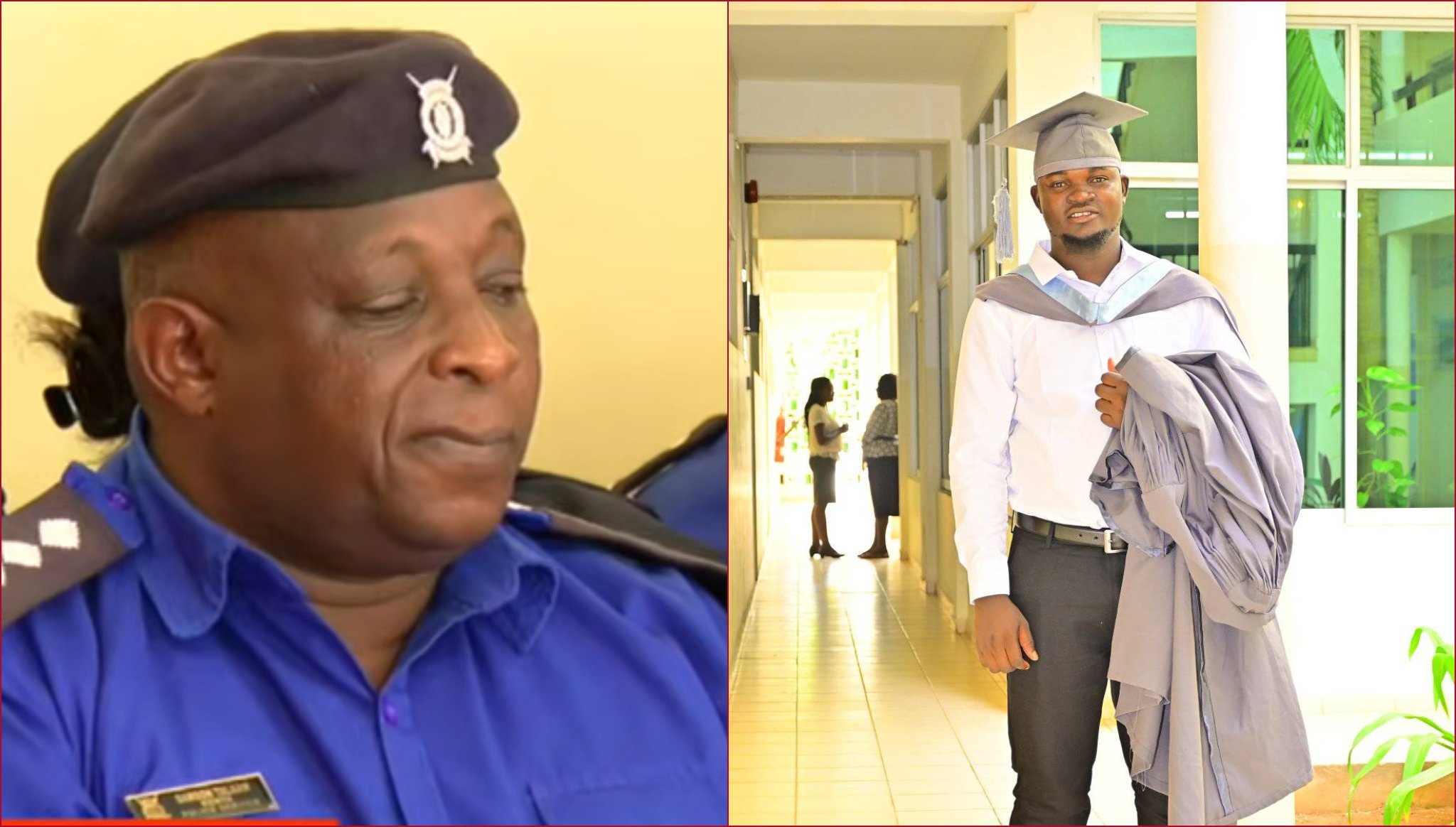 Interdicted Central Police Station OCS Samson Talaam (left) condoled with the family of Albert Ojwang.